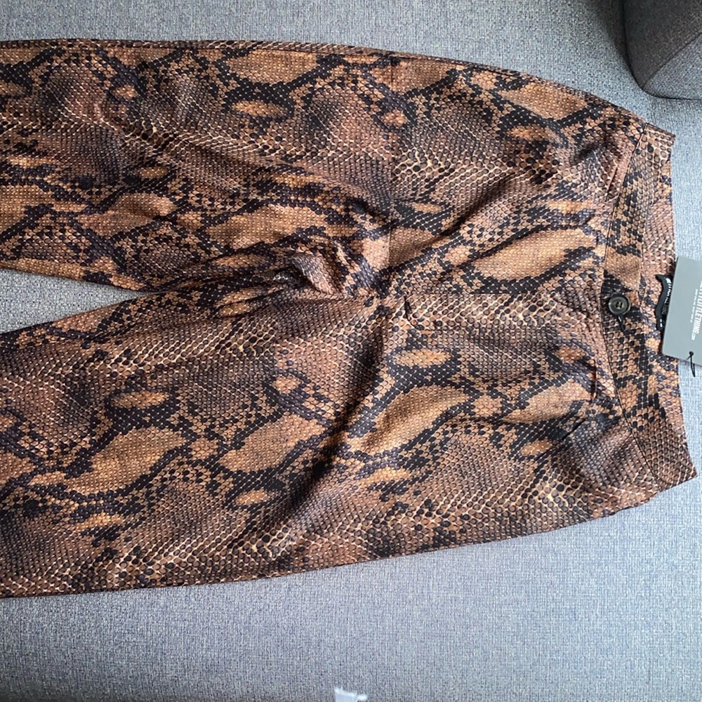PrettyLittleThing Brown & Black Snake Print Trousers